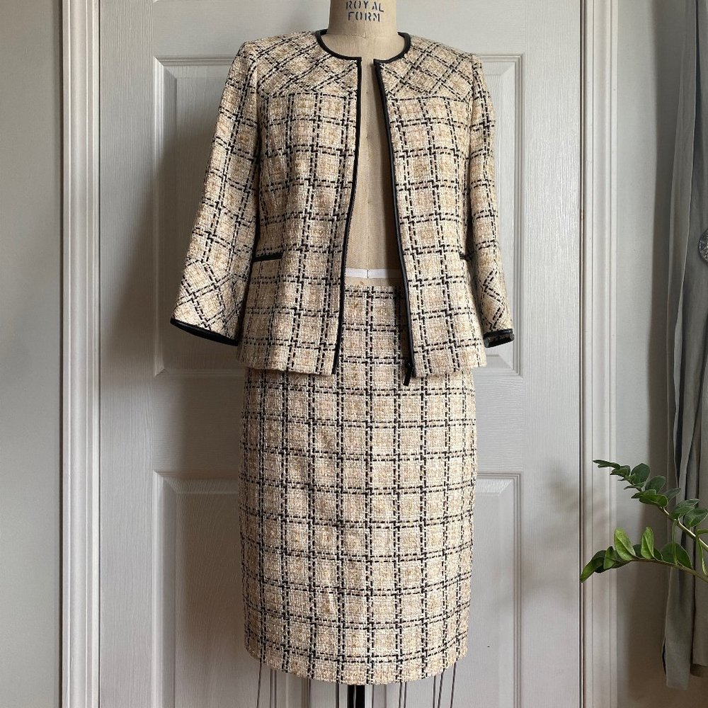 NWOT Karl Lagerfeld Paris Skirt Suit Tweed Chanel Black Blazer Sz 6 Skirt Size 4 - Picture 2 of 16